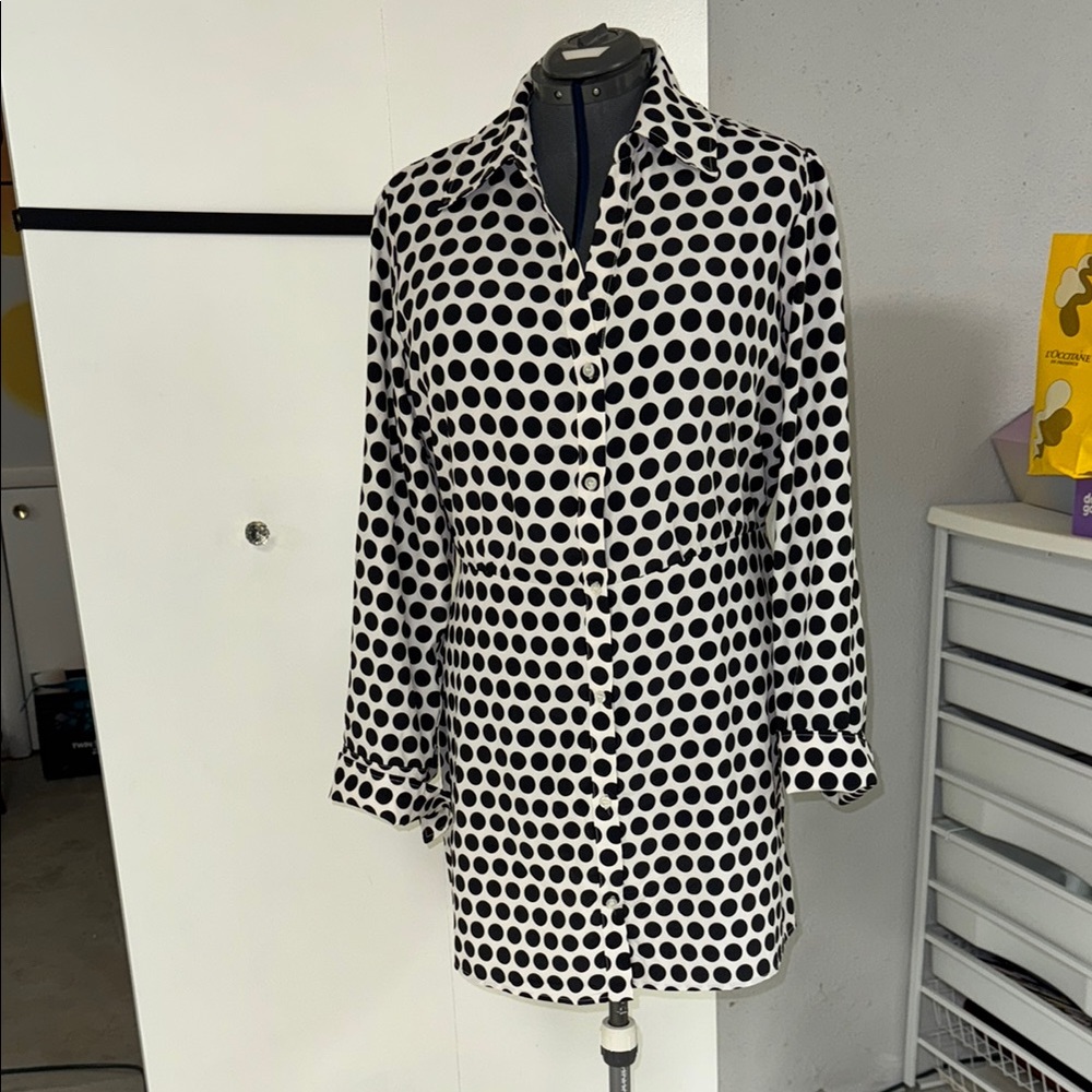 Sanctuary Black and White Long Sleeve Shirt Dress